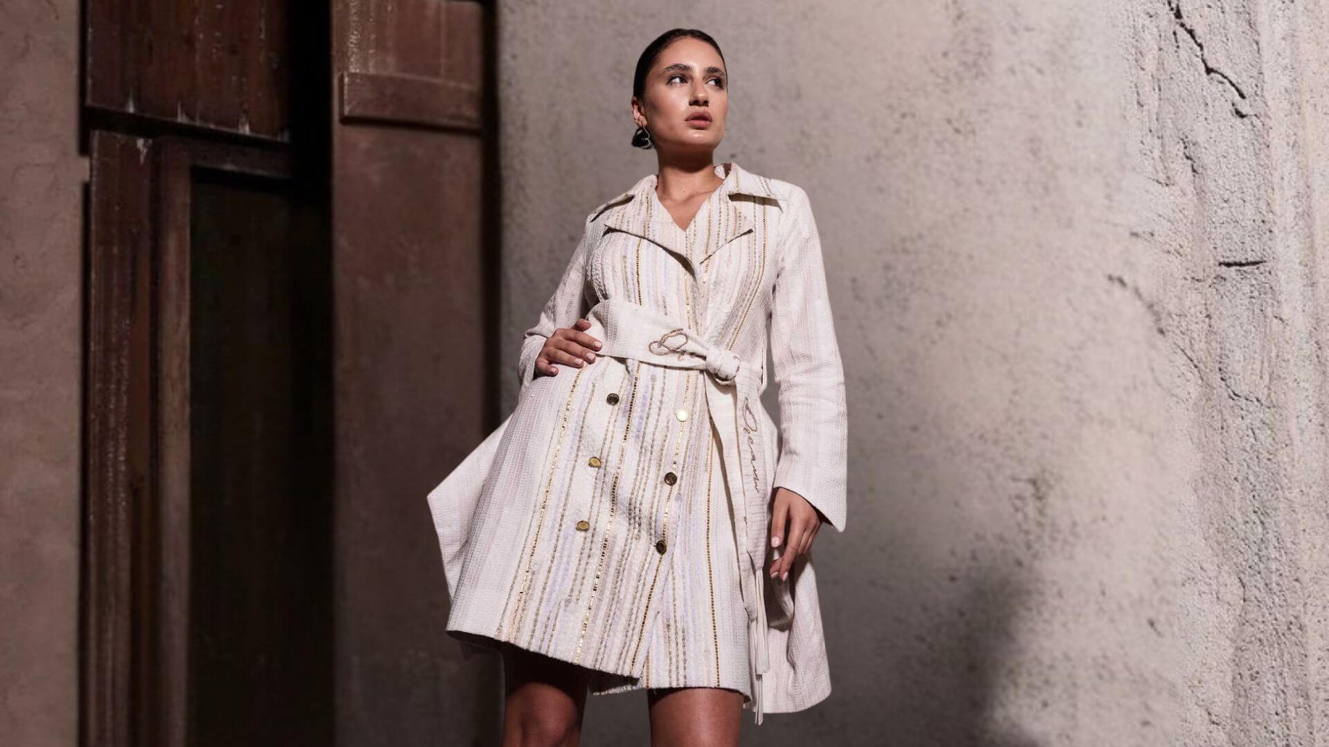modern dress look LOOK 32 Airy romance and modern femininity: this snow-white look captivates  with its sophistication at first sight. Maxi-dress made of delicate lace,  decorated with voluminous elements and delicate shine of crystals. An